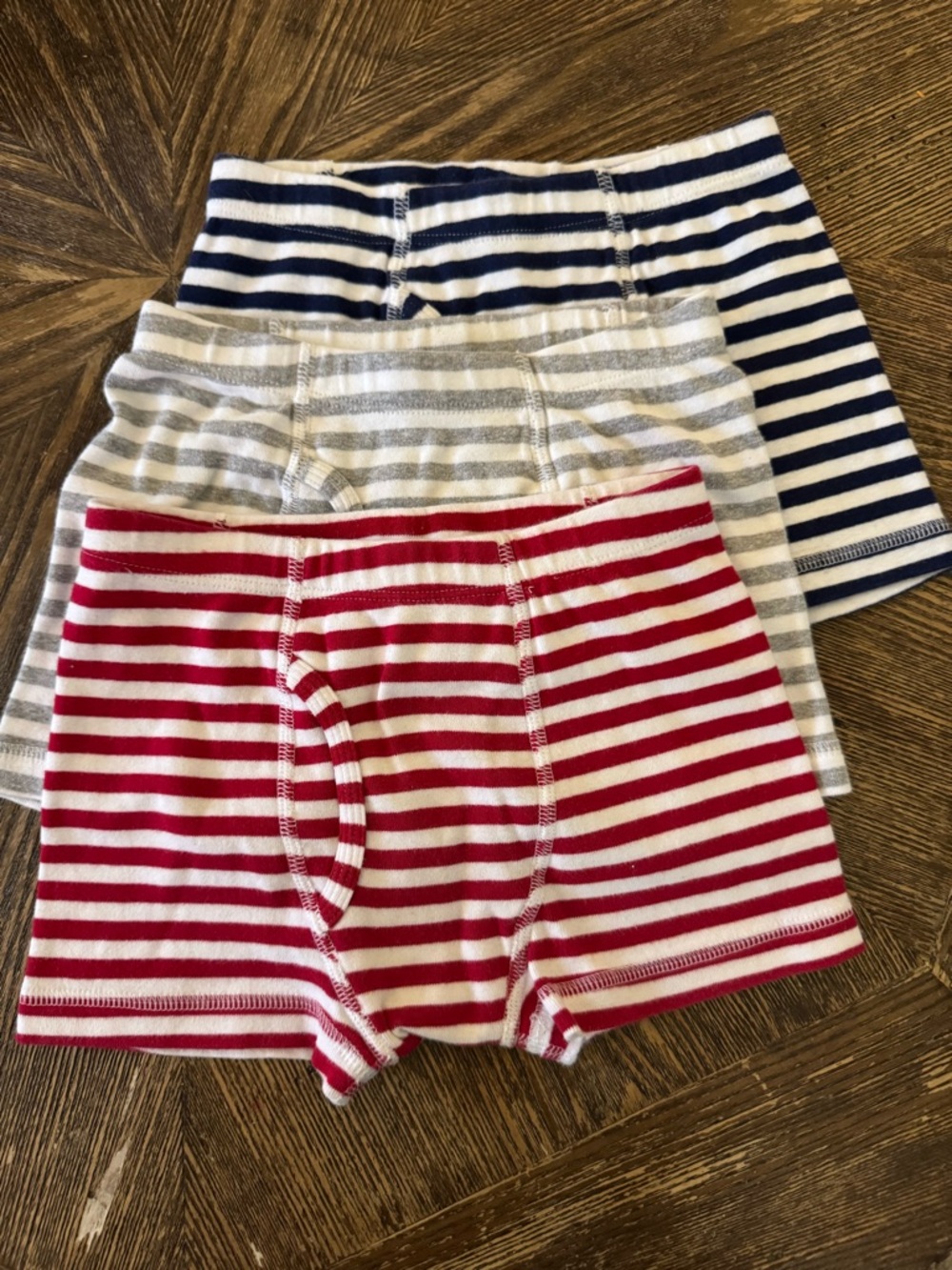Hanna Andersson Striped Cotton Boxer Briefs Trio - Red, Navy, Gray